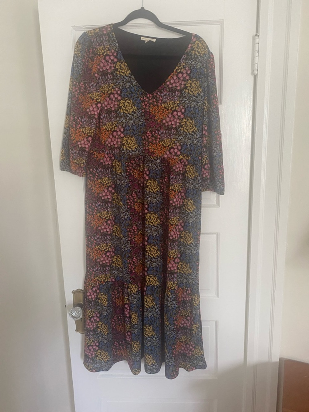 Jane and Delancey Floral Midi Dress in Blue, Pink, Yellow